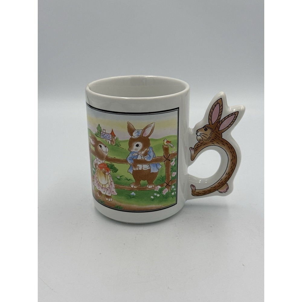Bunny Mug Spring Garden Ceramic‎ 8 Oz Coffee Mug Cup with Cute Rabbit Handle
